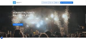 Screenshot von der Startseite des Veranstaltungskalenders Jena